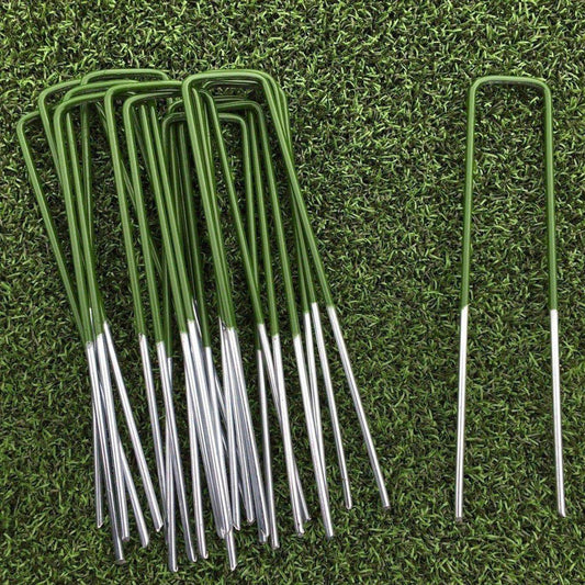 Powder Coated Green 150mm Grass Pins
